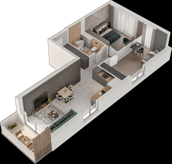 Rzut Mieszkaj w Mieście – Przy Bonarce - Mieszkanie na sprzedaż, Kraków, Podgórze Duchackie, 1120000  PLN