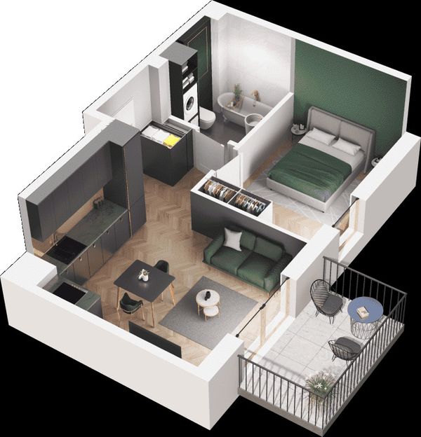 Rzut Mieszkaj w Mieście – Ogrody Glogera - Mieszkanie na sprzedaż, Kraków, Prądnik Biały, 585000  PLN