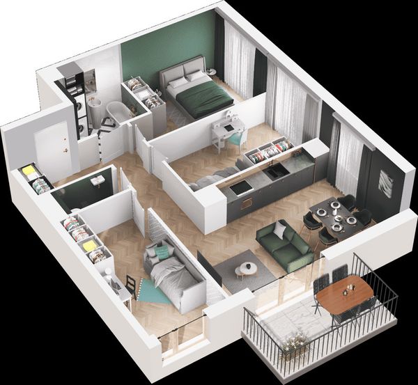 Rzut Mieszkaj w Mieście – Ogrody Glogera - Mieszkanie na sprzedaż, Kraków, Prądnik Biały, 1095000  PLN