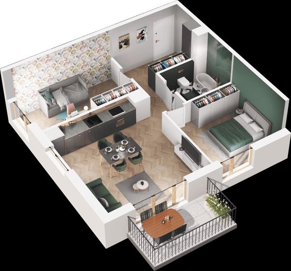 Rzut Mieszkaj w Mieście – Ogrody Glogera - Mieszkanie na sprzedaż, Kraków, Prądnik Biały, 970000  PLN