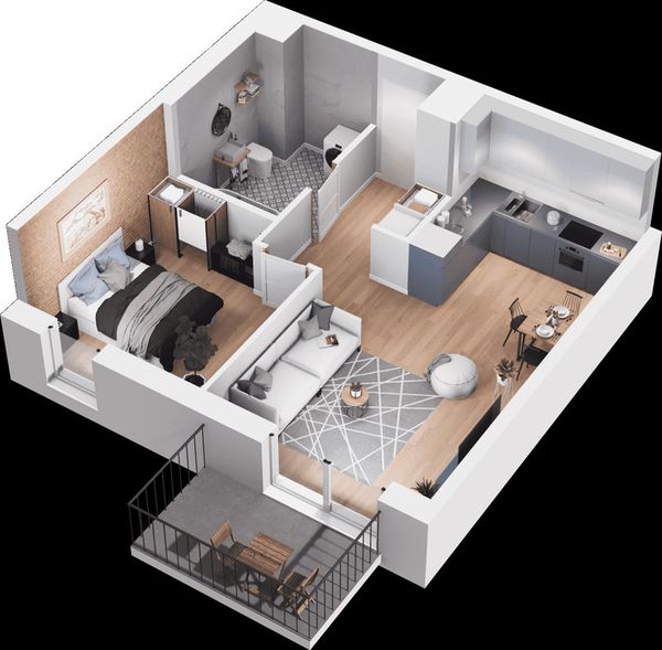 Rzut Mieszkaj w mieście - Osiedle Wizjonerów - Mieszkanie na sprzedaż, Kraków, Bronowice, 780000  PLN