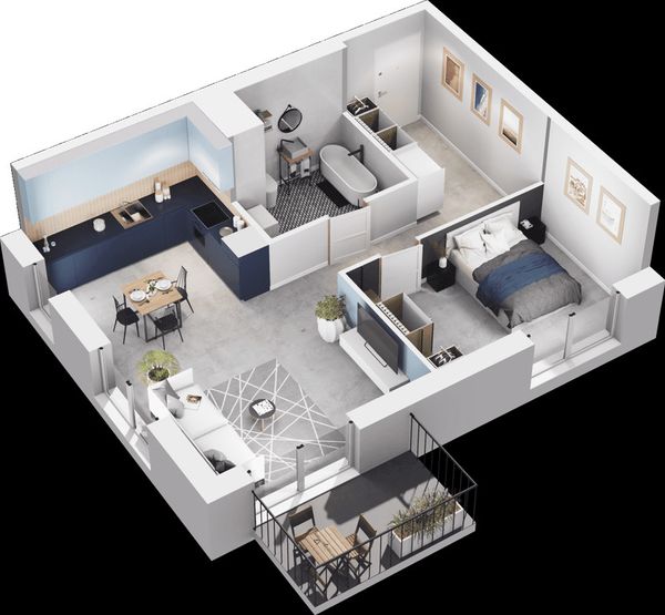 Rzut Mieszkaj w mieście - Osiedle Wizjonerów - Mieszkanie na sprzedaż, Kraków, Bronowice, 845000  PLN