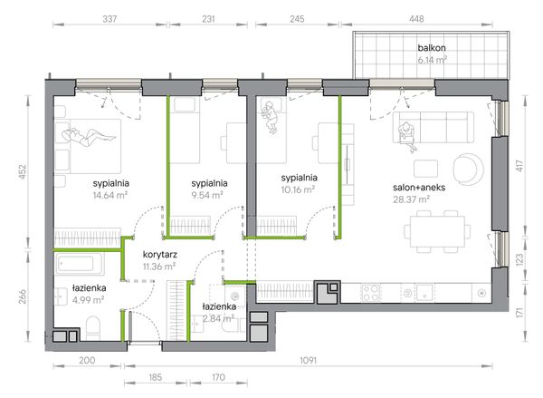 Rzut Przy Parku Vita - M1/1/2/22
