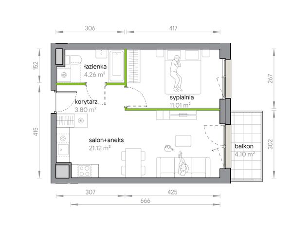 Rzut Przy Parku Vita - M1/1/2/26