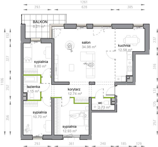 Rzut Przy Parku Vita - M3/2/1/8