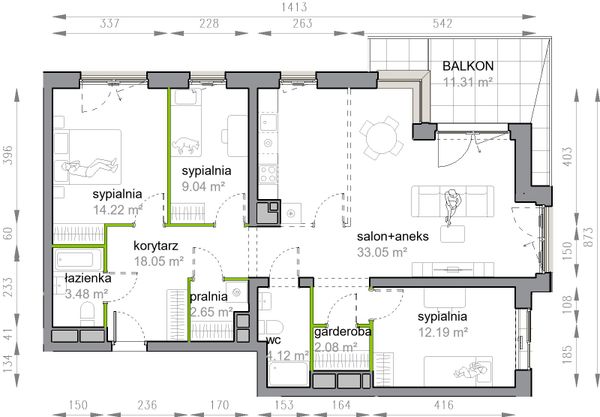 Rzut Przy Parku Vita - M3/3/1/8