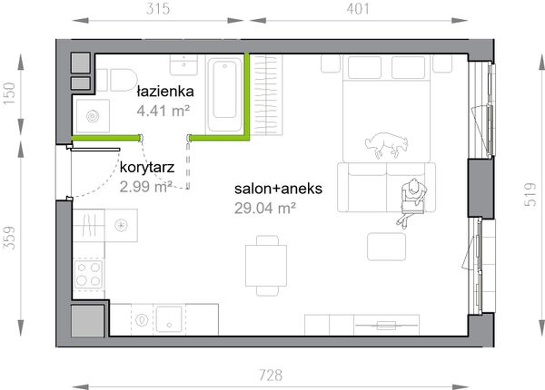 Rzut Przy Parku Vita - M3/3/1/9