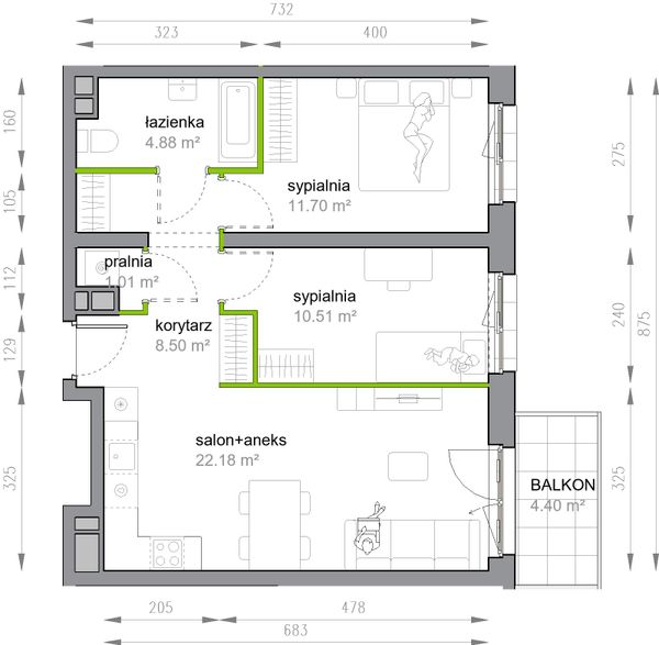 Rzut Przy Parku Vita - M3/3/1/11