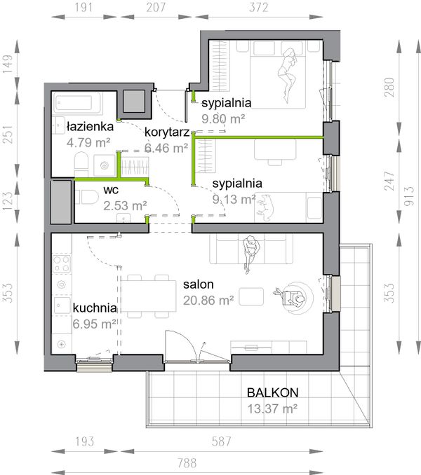 Rzut Przy Parku Vita - M3/3/1/12