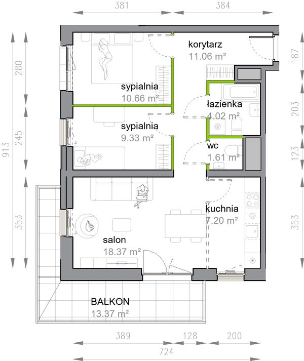 Rzut Przy Parku Vita - M3/3/1/13