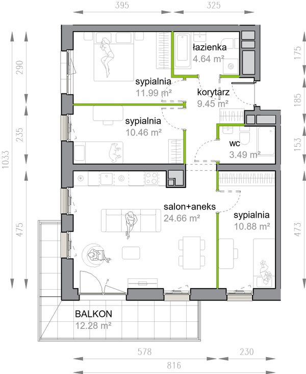 Rzut Przy Parku Vita - M3/1/2/18