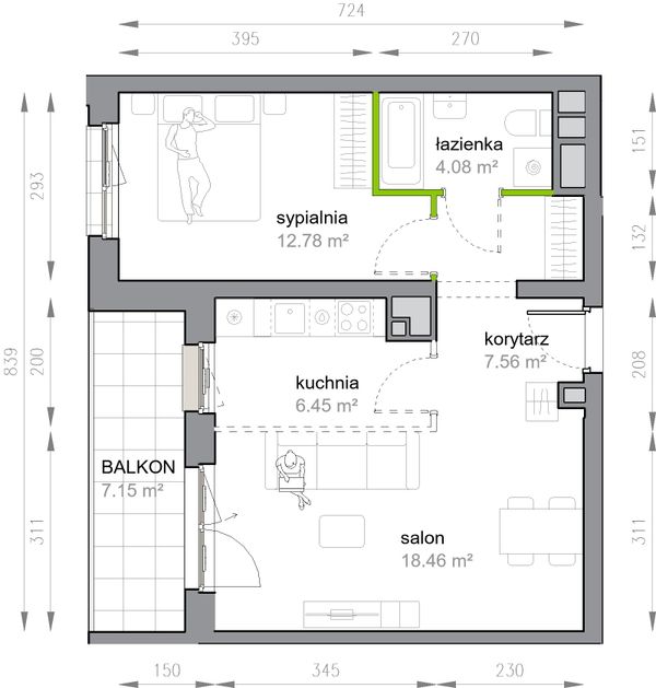 Rzut Przy Parku Vita - M3/1/2/22