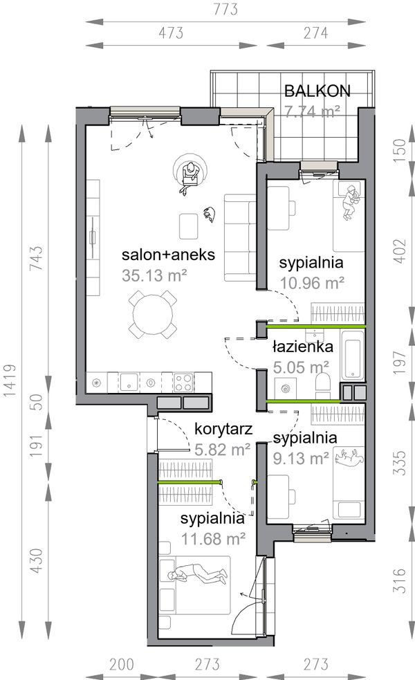 Rzut Przy Parku Vita - M3/1/2/24