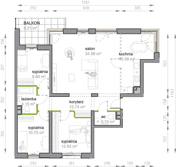 Rzut Przy Parku Vita - M3/2/2/12