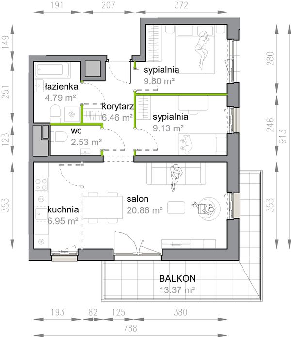 Rzut Przy Parku Vita - M3/3/2/22