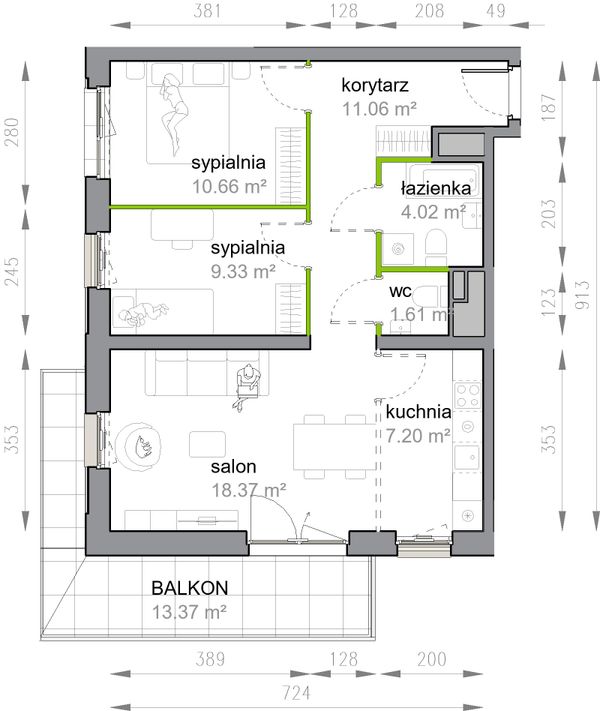 Rzut Przy Parku Vita - M3/3/2/23