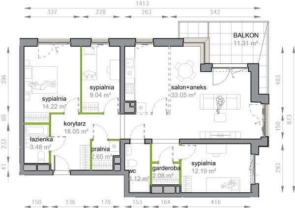Rzut Przy Parku Vita - M3/3/3/28