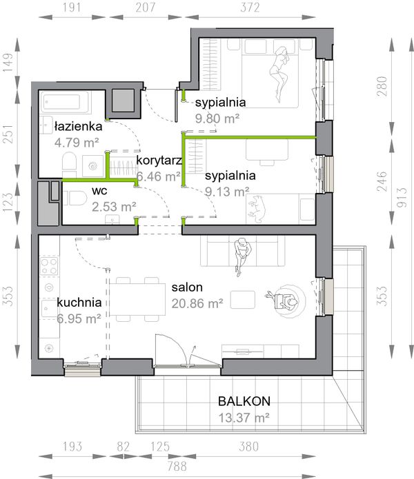 Rzut Przy Parku Vita - M3/3/3/32