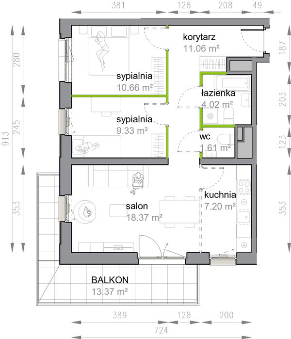 Rzut Przy Parku Vita - M3/3/3/33