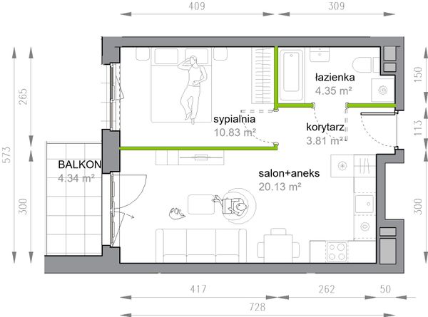 Rzut Przy Parku Vita - M3/3/3/34