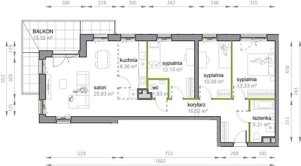 Rzut Przy Parku Vita - M3/1/4/43