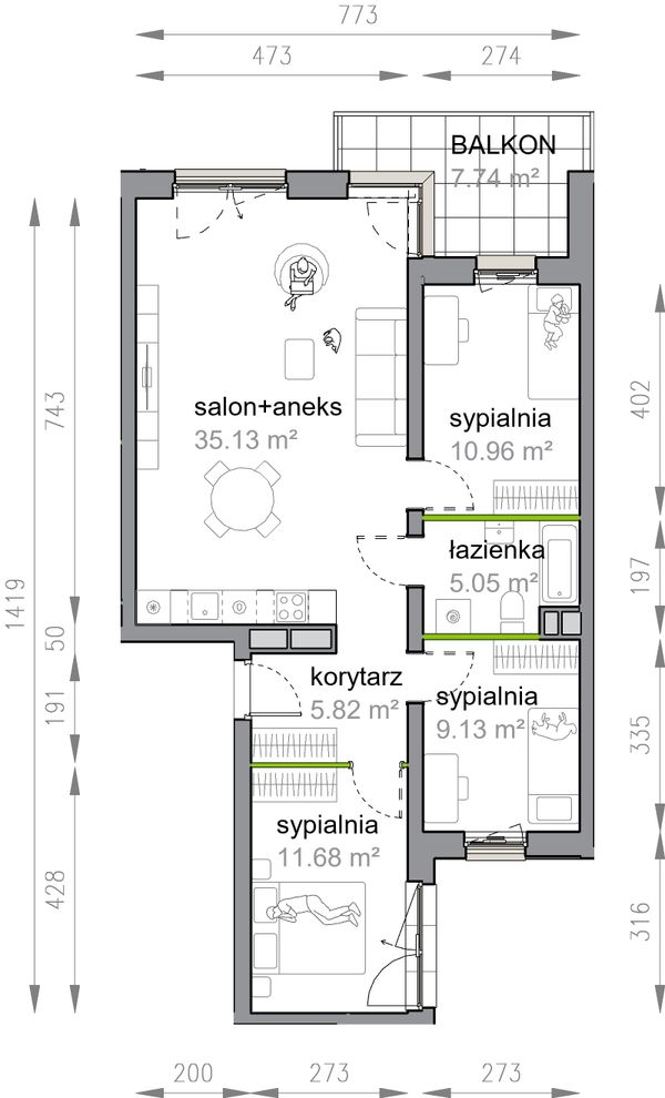 Rzut Przy Parku Vita - M3/1/4/44