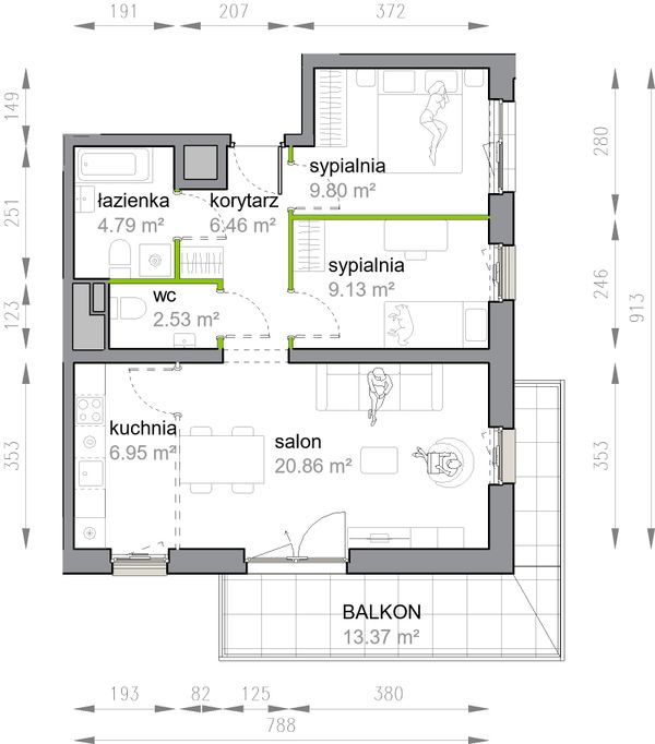 Rzut Przy Parku Vita - M3/3/4/42