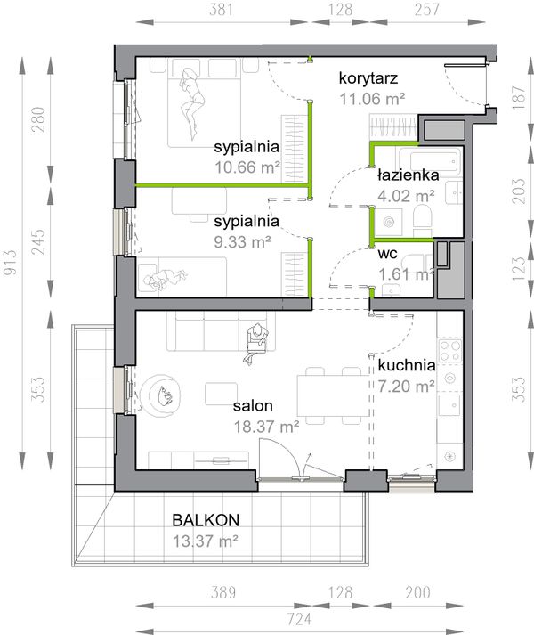 Rzut Przy Parku Vita - M3/3/4/43