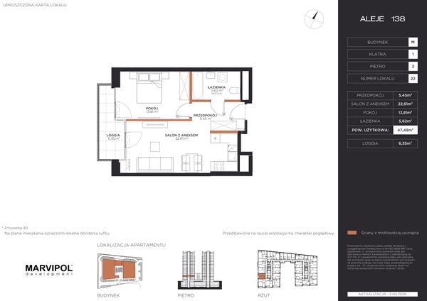 Rzut Aleje 138 - M022