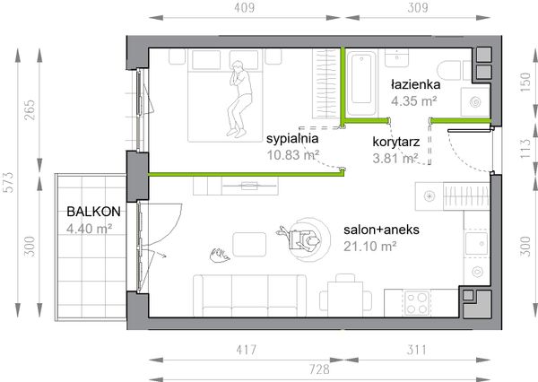 Rzut Przy Parku Vita - M3/3/1/15
