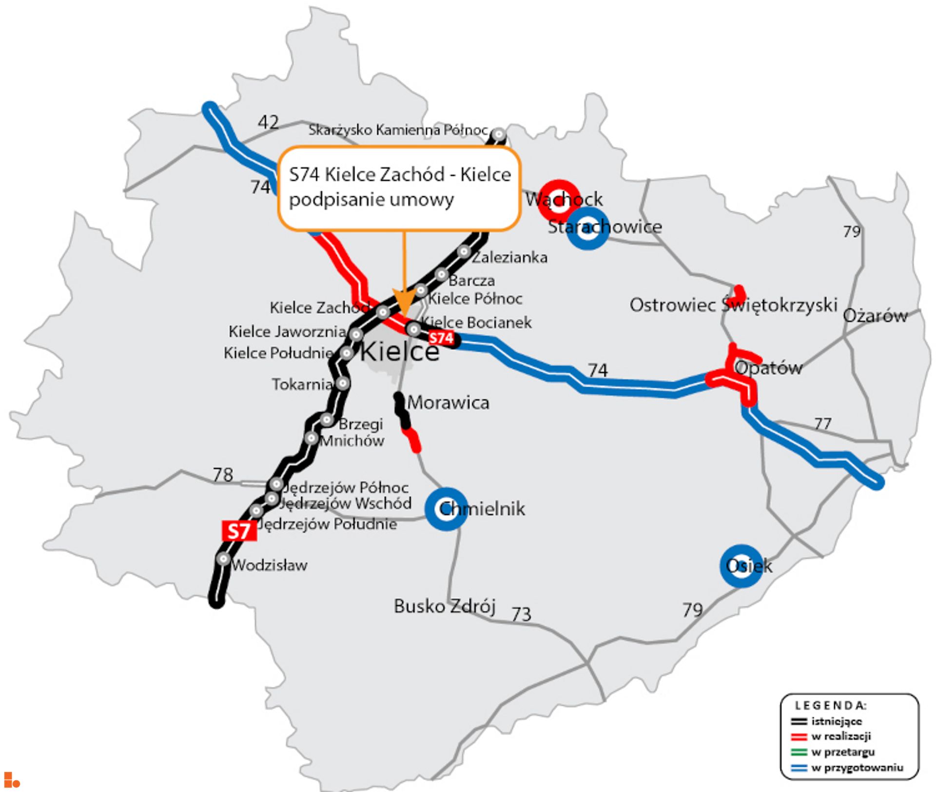 S74 Kielce Zachód – Kielce (DK73)