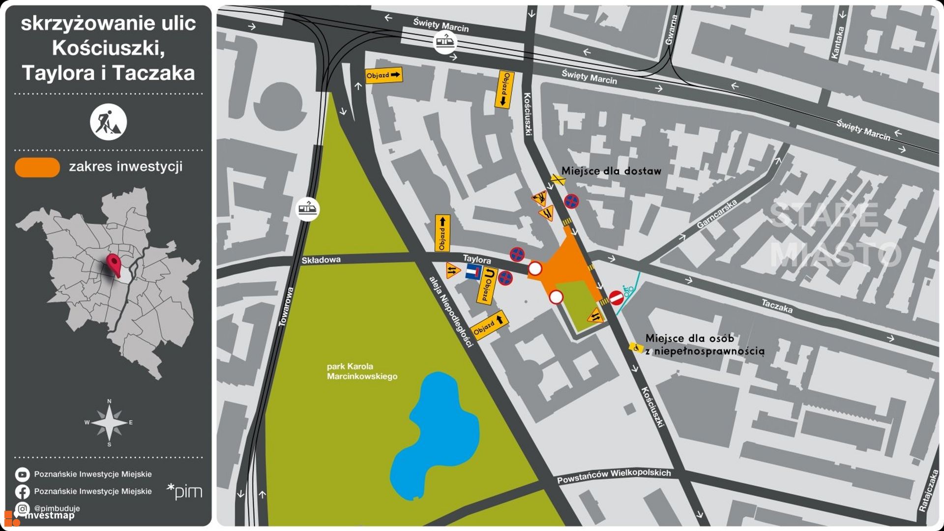 Skrzyżowanie ulic Taylora, Kościuszki i Taczaka