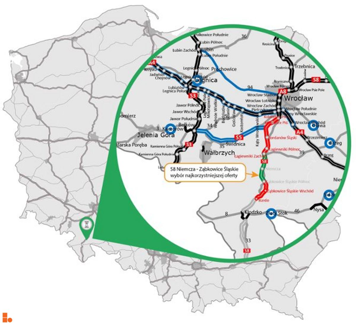 Wizualizacja Droga ekspresowa S8 (odcinek: Wrocław/Magnice - Kłodzko) dodał Orzech 