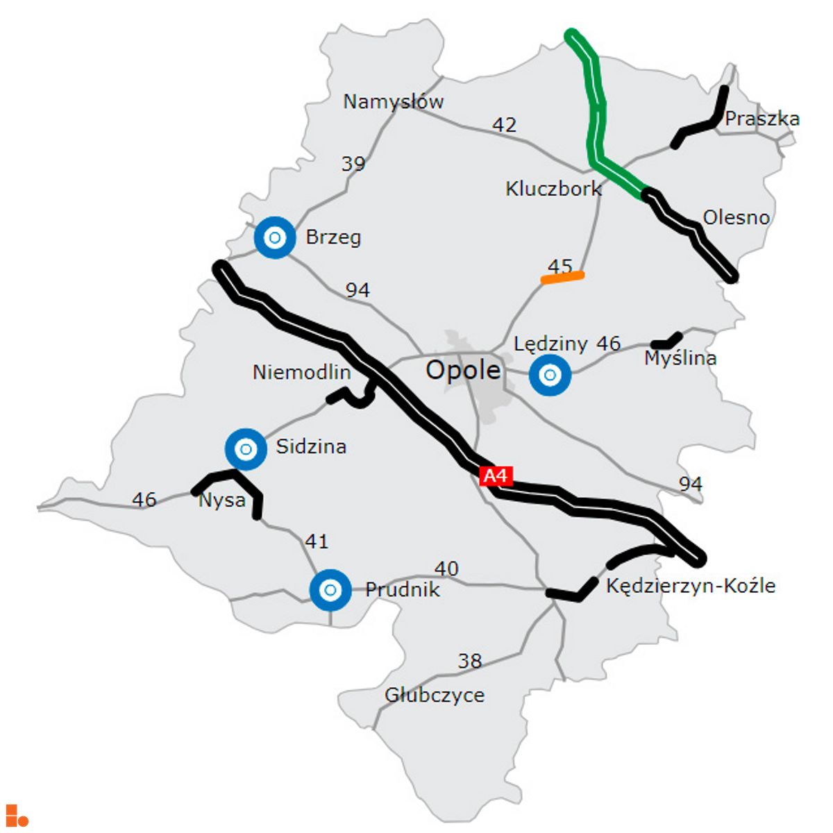Wizualizacja DK45 Jełowa – Bierdzany  dodał Wojciech Jenda