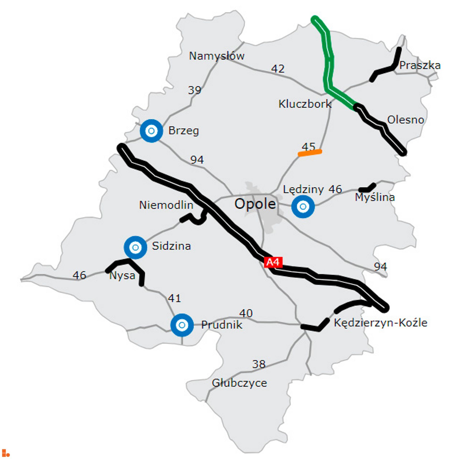 DK45 Jełowa – Bierdzany 