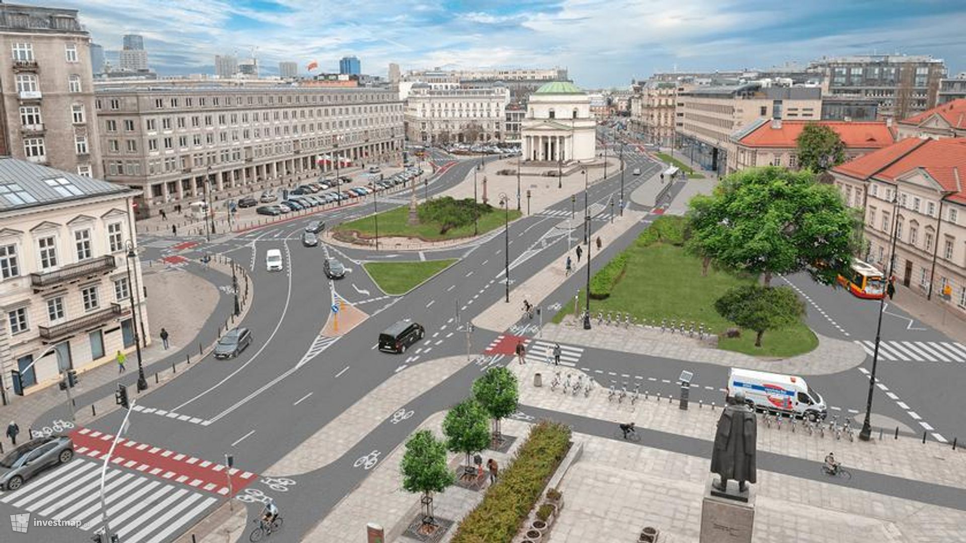 W centrum Warszawy trwa remont Placu Trzech Krzyży 
