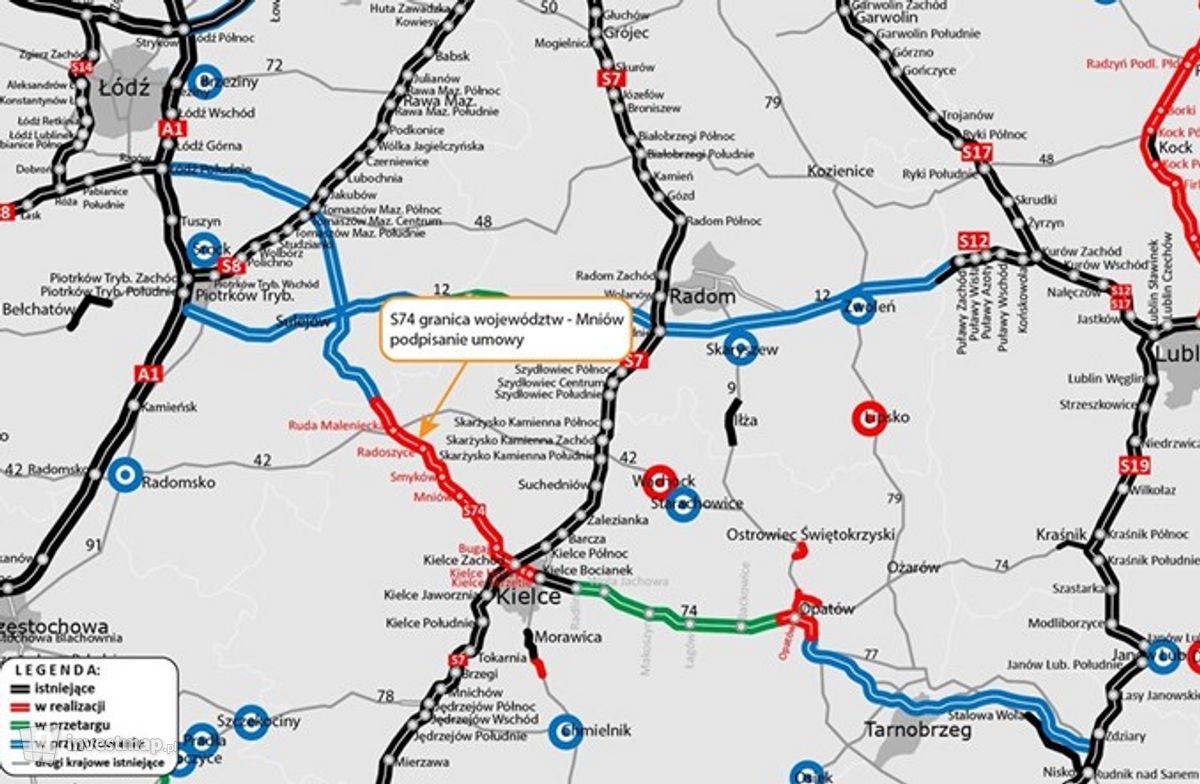 Wizualizacja S74 gr. woj. łódzkiego i świętokrzyskiego – Mniów dodał Wojciech Jenda