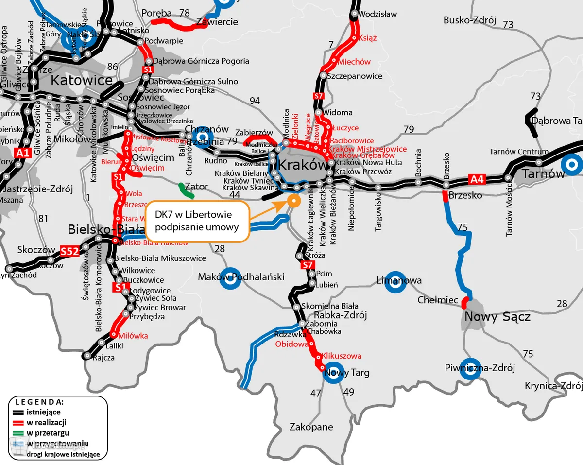 Wizualizacja DK7 przebudowa układu drogowego Kraków – Libertów – Gaj dodał Wojciech Jenda