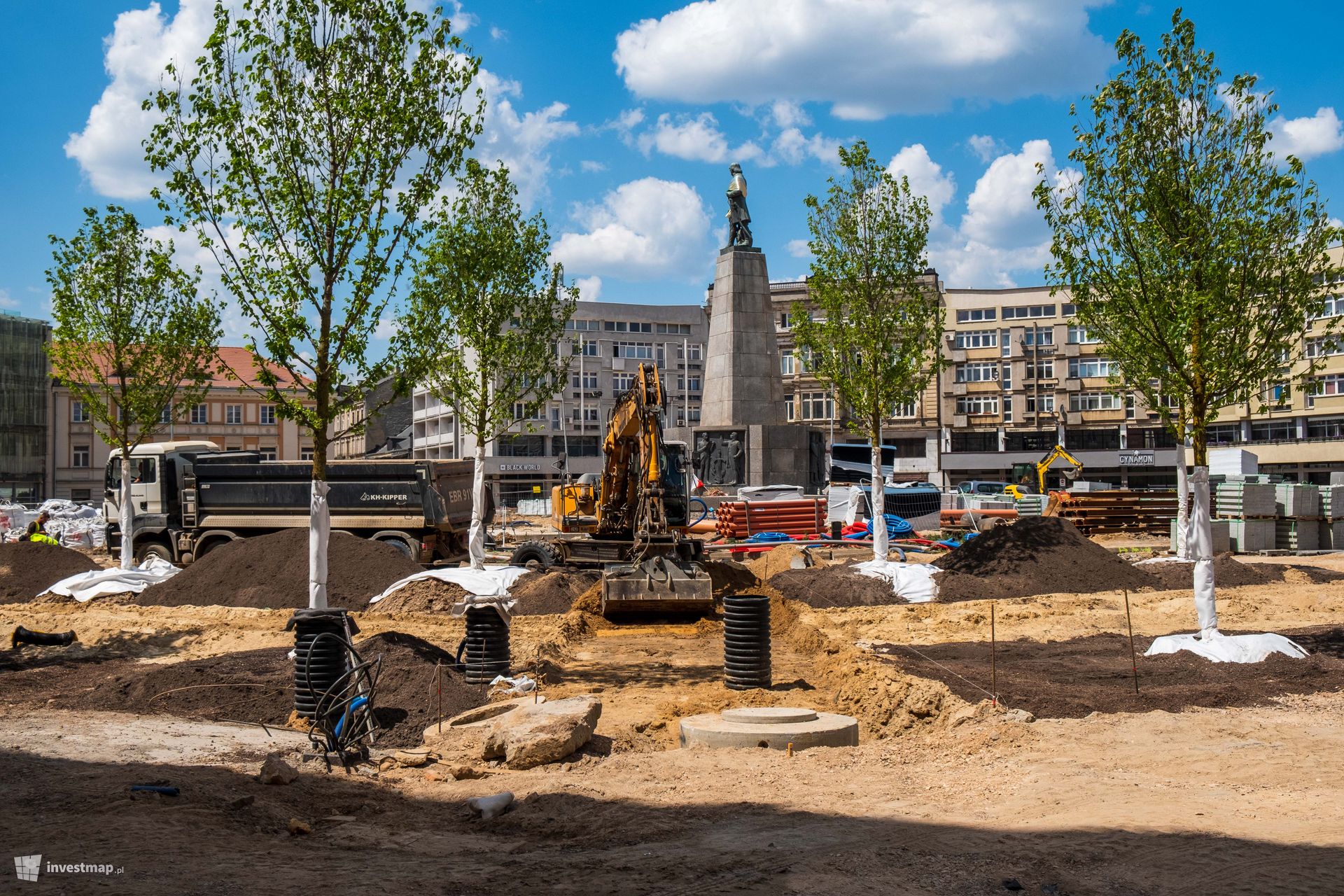 W centrum Łodzi trwają prace przy przebudowie najważniejszego placu w tym mieście – Placu Wolności 