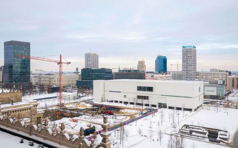 Budowa nowej siedziby TR Warszawa postępuje mimo mrozów [FILMY+ZDJĘCIA+WIZUALIZACJE]