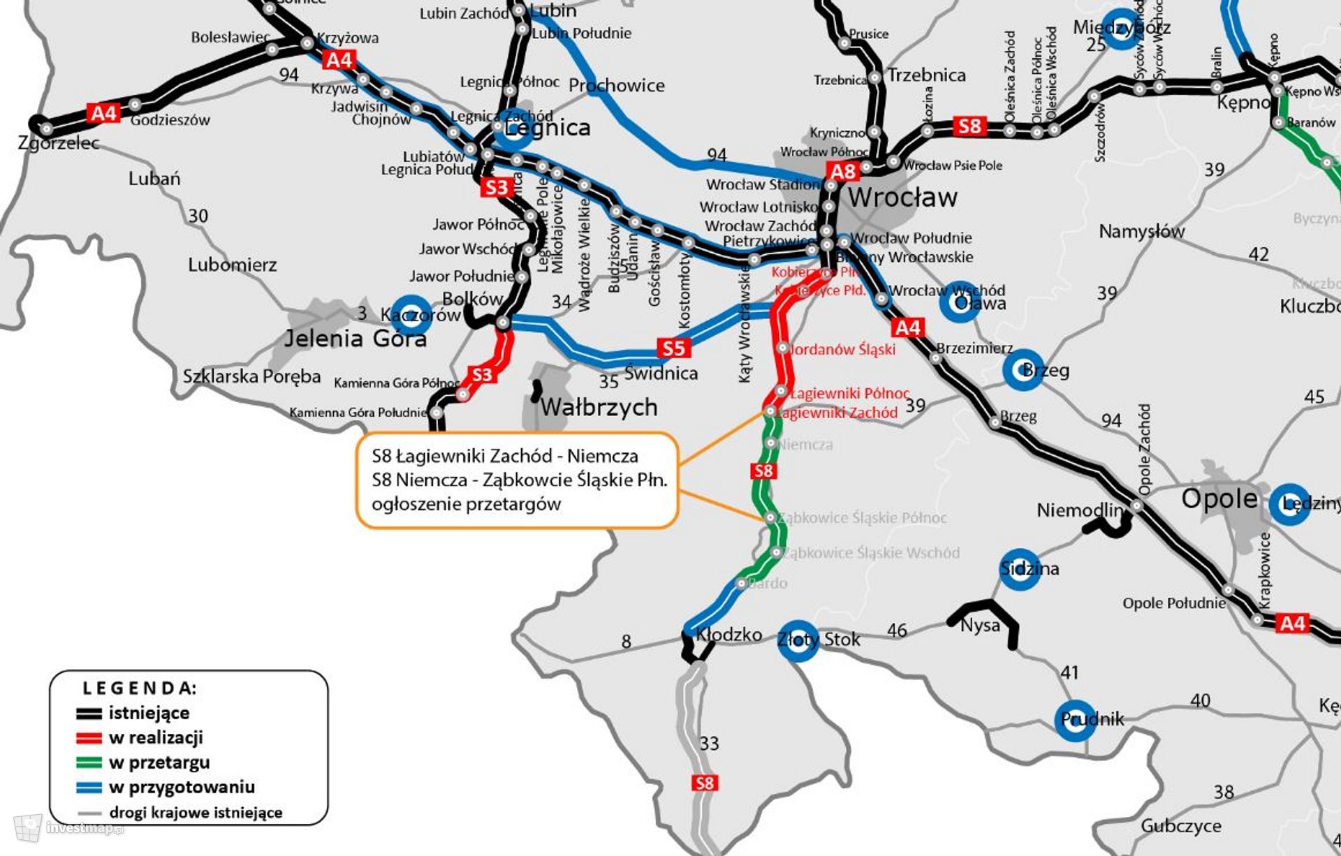 GDDKiA ogłosiła kolejne dwa przetargi na realizację drogi ekspresowej S8 na Dolnym Śląsku 