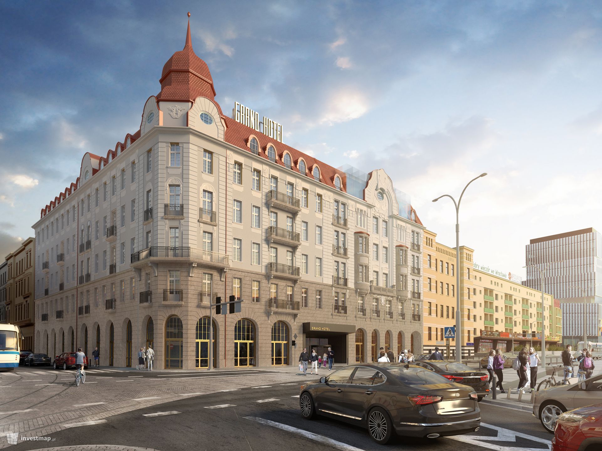 Przy ulicy Piłsudskiego we Wrocławiu trwa przebudowa dawnego Hotelu Grand 