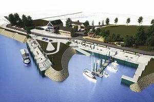 W Ścinawie na Dolnym Śląsku trwa budowa nowego portu i przystani jachtowej nad rzeką Odrą [WIZUALIZACJE + ZDJĘCIA]