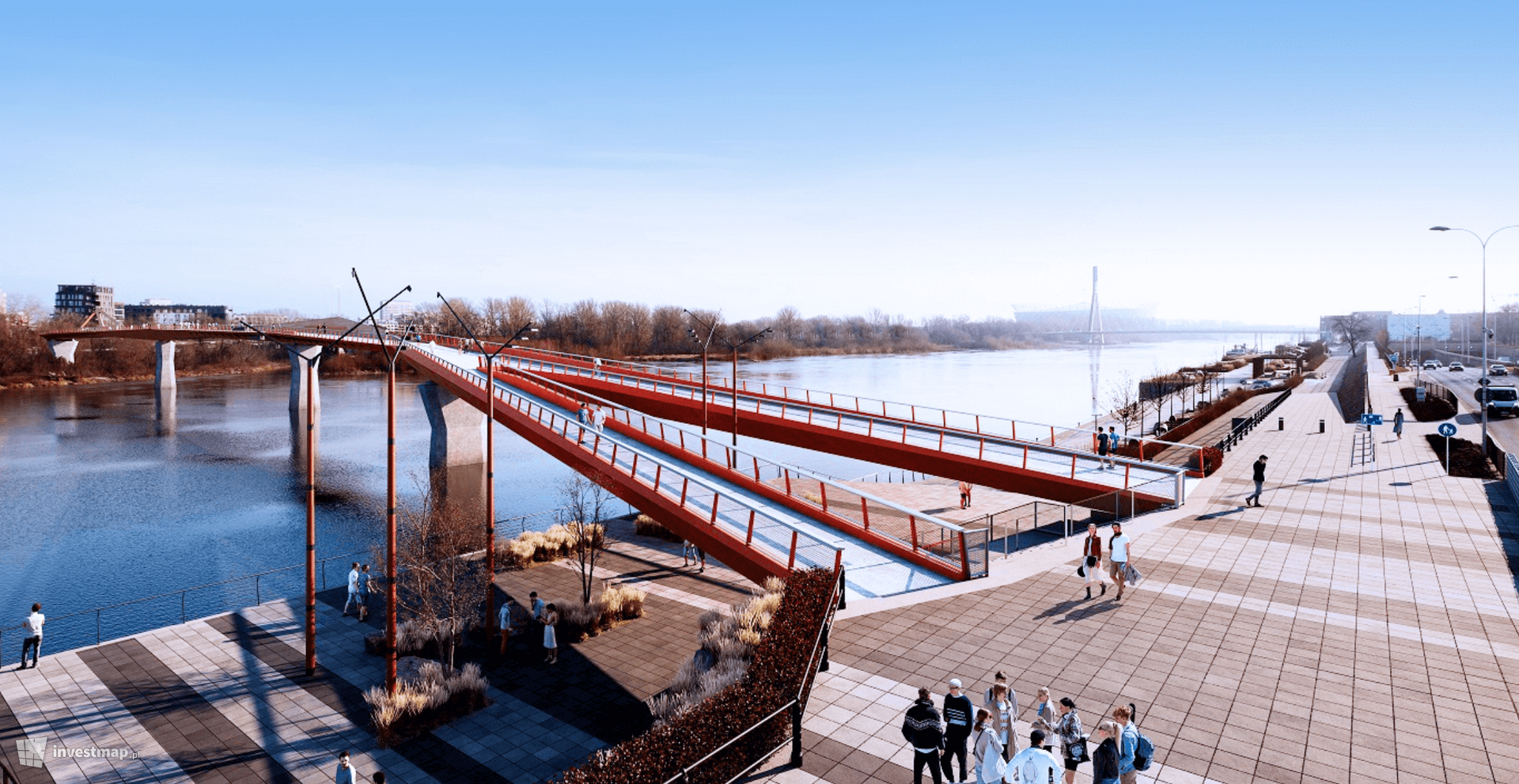 W Warszawie trwa budowa nowego mostu pieszo-rowerowego nad Wisłą 