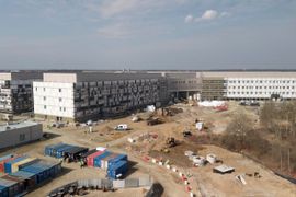 Budowa wielkiego Nowego Szpitala Onkologicznego we Wrocławiu nabiera tempa. Widać już finalny kształt  inwestycji [FILM+ZDJĘCIA]