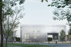 Powstający na Placu Centralnym budynek teatru TR Warszawa będzie miał lżejszą fasadę i miejsca schronienia [NOWE WIZUALIZACJE+FILM]