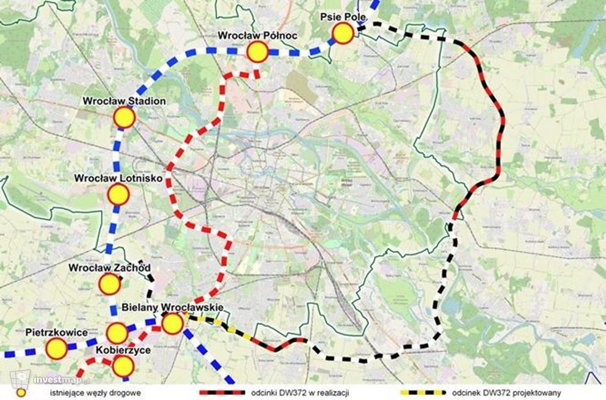 Wizualizacja Wschodnia Obwodnica Wrocławia (Bielany-Łany-Długołęka) dodał Orzech 