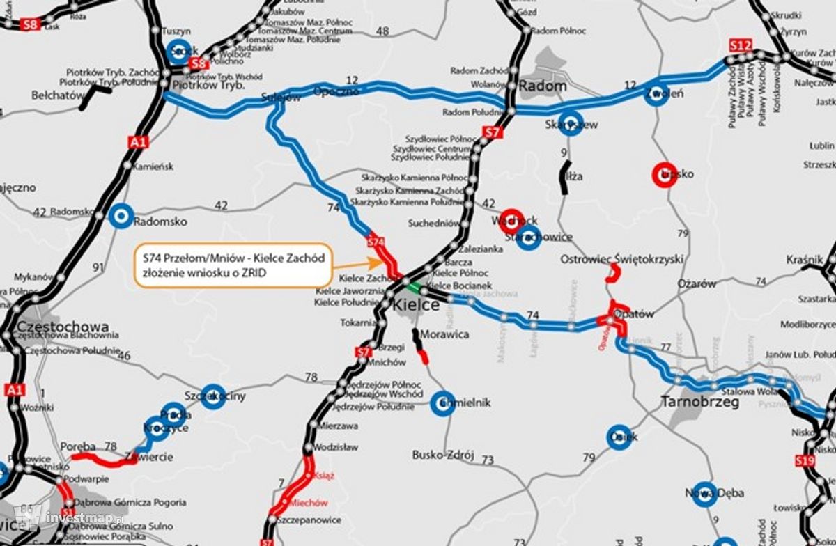 Wizualizacja S74 Przełom/Mniów – Kielce (S7 węzeł Kielce Zachód) dodał Wojciech Jenda