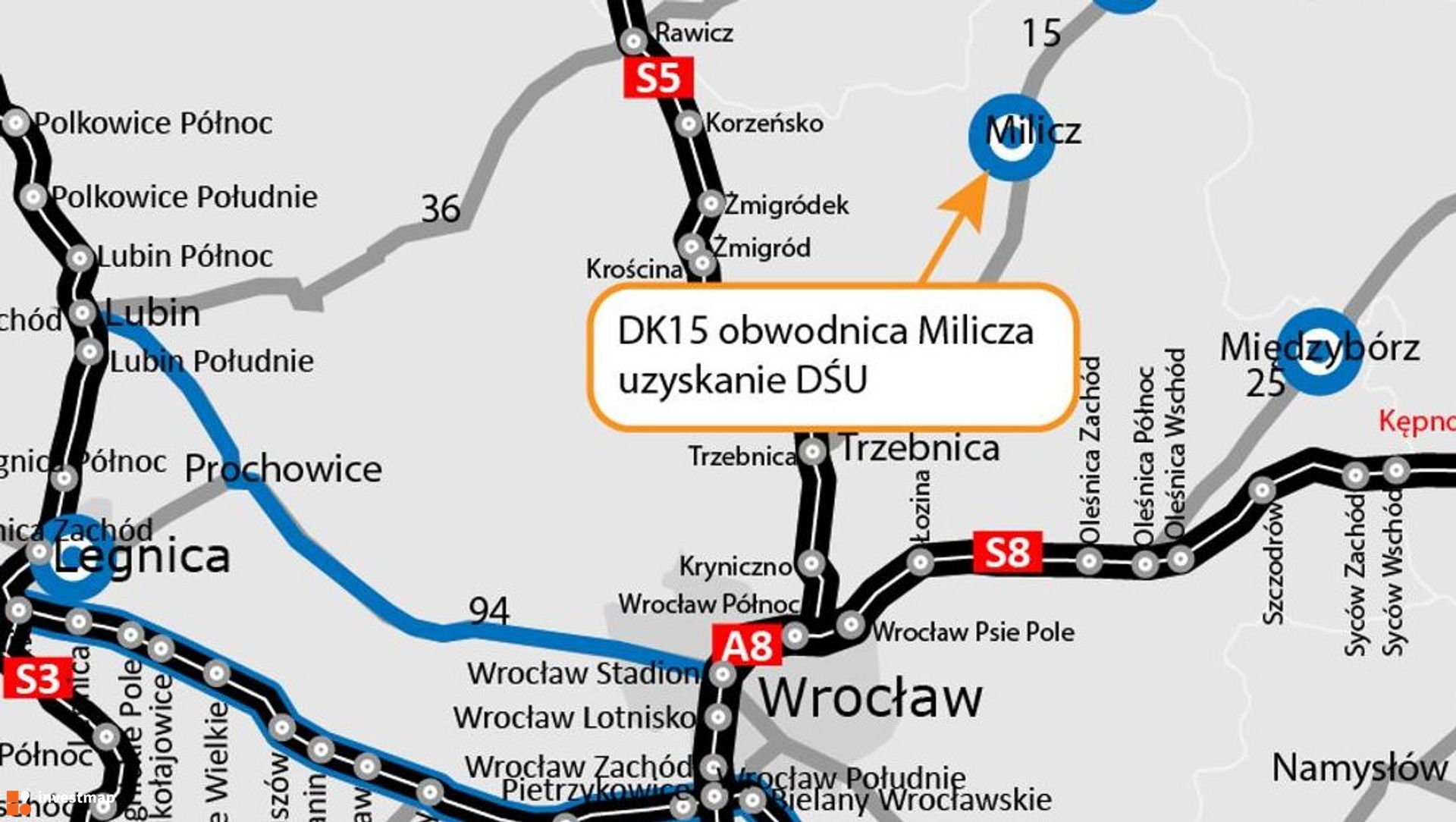 Jest decyzja środowiskowa dla obwodnicy Milicza w ciągu DK15 na Dolnym Śląsku
