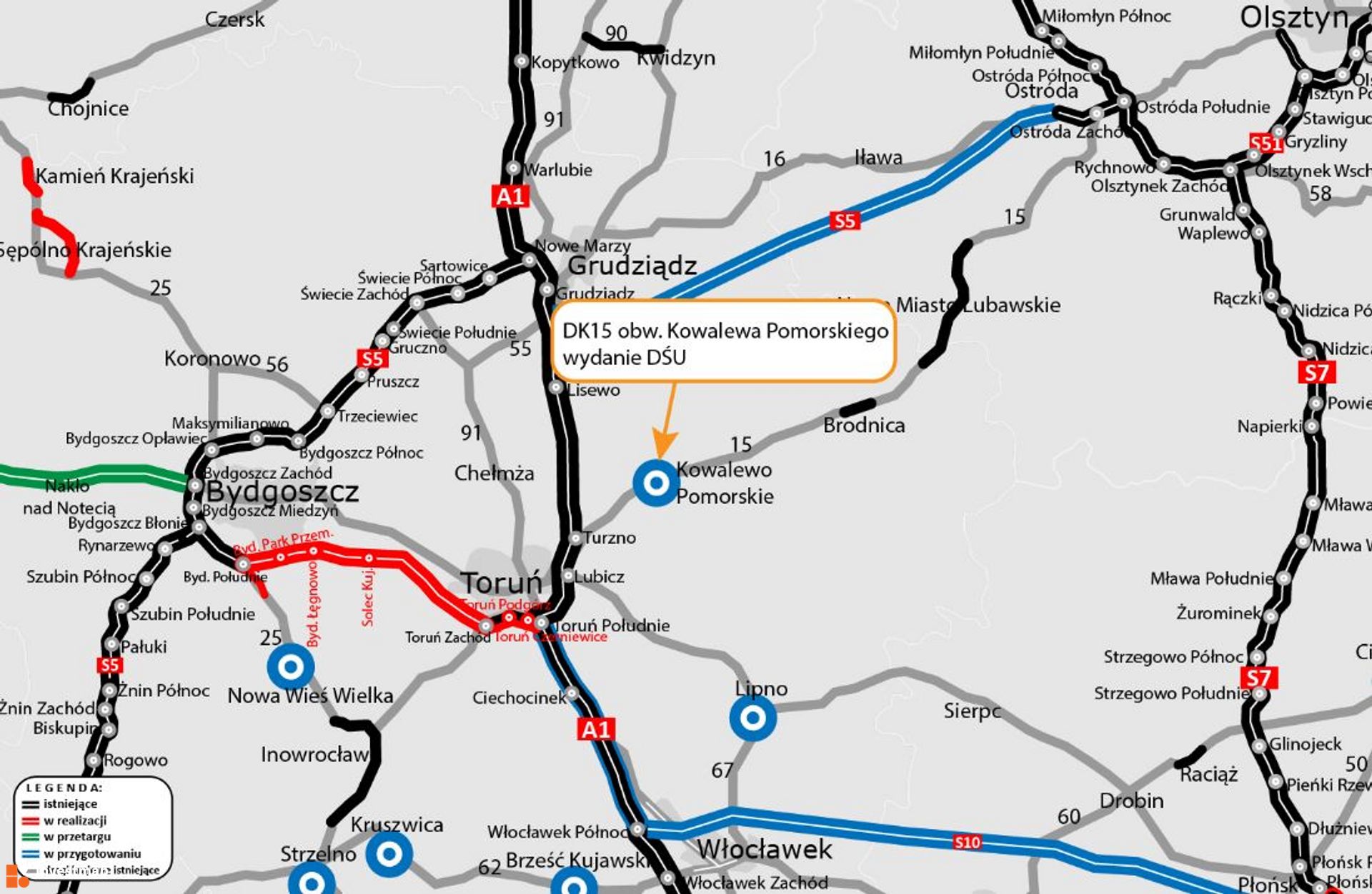 Tak będzie wyglądała obwodnica Kowalewa Pomorskiego pod Toruniem, w ciągu DK15